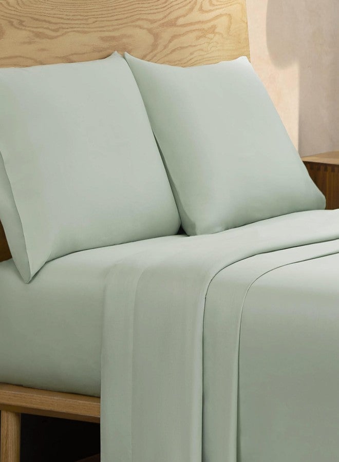 Jessica Simpson Blissful Dreams 100% Sateen Cotton Sheet Set 4-Piece Queen Sea Foam Green - Image 3