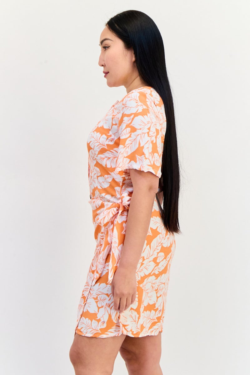 ONLY Women Floral Print Tie Belted Shirt Dress, Multicolor - Image 2