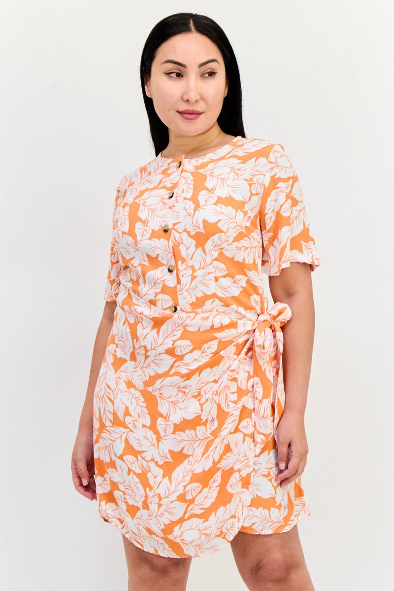 ONLY Women Floral Print Tie Belted Shirt Dress, Multicolor - Image 1