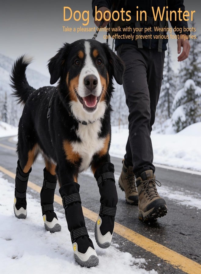 BECEMURU Waterproof Dog Boots for Winter Snow Rain,Non-Slip Dog Shoes for Small to Large Dogs, Paw Protectors for Outdoor Walking Hiking (Black, 3#) - Image 4