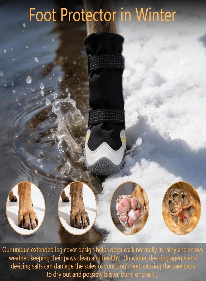 BECEMURU Waterproof Dog Boots for Winter Snow Rain,Non-Slip Dog Shoes for Small to Large Dogs, Paw Protectors for Outdoor Walking Hiking (Black, 3#) - Image 3