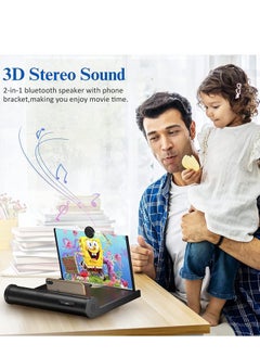 SYOSI Screen Magnifier with Bluetooth Speakers 12"–3D HD Mobile Phone Projector for Movies, Videos, and Gaming–Foldable  Stand –Supports All Smartphones (Black)  - Image 3