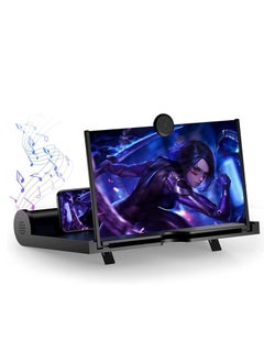 SYOSI Screen Magnifier with Bluetooth Speakers 12"–3D HD Mobile Phone Projector for Movies, Videos, and Gaming–Foldable  Stand –Supports All Smartphones (Black)  - Image 1
