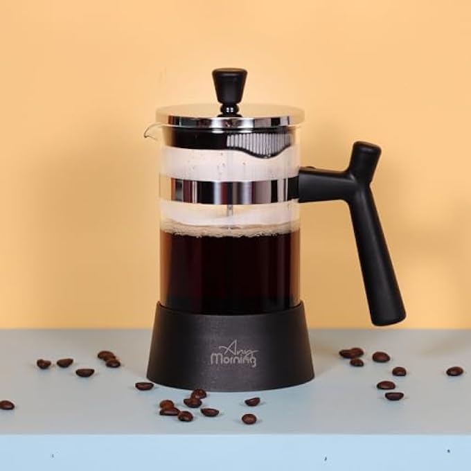 Any Morning French Press Coffee Glass French Press Coffee Maker With Stainless Steel Filter Manual Coffee Press Portable French Press Borosilicate Glass Coffee Press  600Ml 20 Oz - Image 5