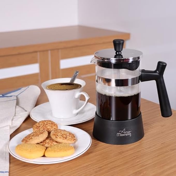 Any Morning French Press Coffee Glass French Press Coffee Maker With Stainless Steel Filter Manual Coffee Press Portable French Press Borosilicate Glass Coffee Press  600Ml 20 Oz - Image 4