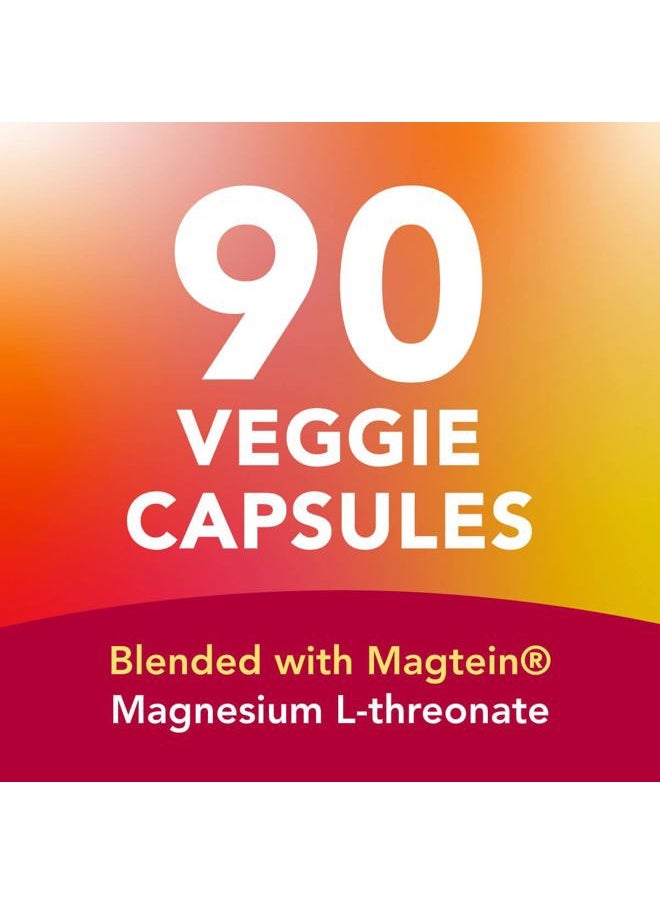 AMANDEAN - Magtein Magnesium Complex. L-Threonate, Glycinate, Malate Triple Blend Chelated Magnesium Supplement. 90 Veggie Capsules. High Absorption Branded Ingredients. Brain Health, Sleep, Calm*. - Image 1