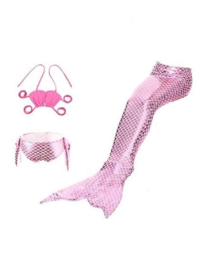 Cutie Cute Mermaid Tail Girl's Swimsuit Set 3 Pcs for Girls Swimming Swimsuits Princess Bikini Set for Toddler Big Girls Birthday Gift, Without Fin(2-12 Years)  - Image 1