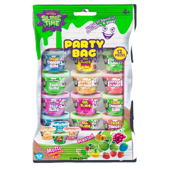 DohTime Slimetime Novelties Partybag 12-Pack - Non-Toxic Stretchy Squishy Slime, Assorted Colors - Image 2