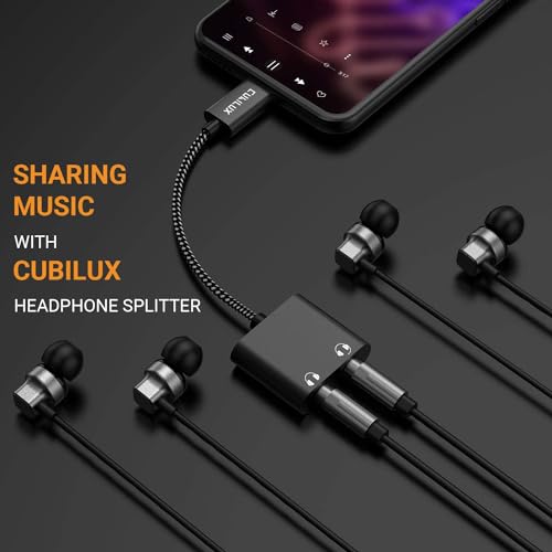 Cubilux USB C Audio Splitter for 2 Headphones with 96KHz/24-bit DAC, Type C to Dual Earphones Aux Splitter for Samsung S24/S23/S22/S21/S20 Ultra Note 20/10 Tab S9/S8/S7/S6, Z Fold 5/4/3/2, Z Flip 5/4/3/2 - Image 3