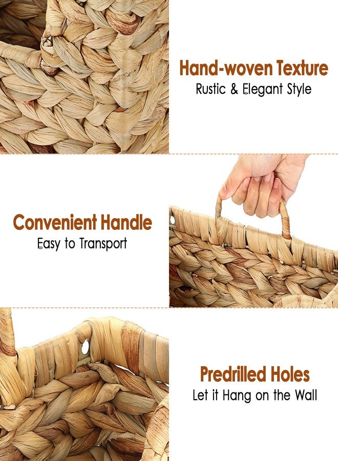 بي تي سكاي حامل مجلات معلق منسوج من BTSKY، سلة مجلات من زهرة النيل، سلة تخزين جدارية للكتب والملفات، منظم ملفات جداري، رف مجلات بمقبض للمنزل والمكتب - 11.8 × 4.3 × 7.9 بوصة - Image 4