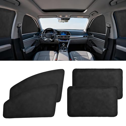 XCBYT Suede Car Window Shades for Side Windows, 4-Pack Ultra-Soft Magnetic Car Curtains, 100% Light Blocking Window Covers for Privacy, Baby Care, Camping & Road Trips - Image 1