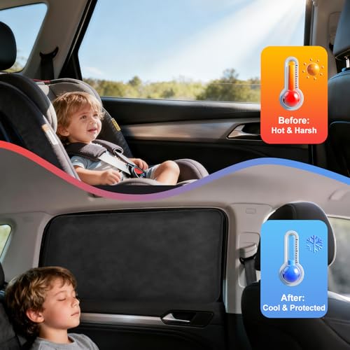 XCBYT Suede Car Window Shades for Side Windows, 4-Pack Ultra-Soft Magnetic Car Curtains, 100% Light Blocking Window Covers for Privacy, Baby Care, Camping & Road Trips - Image 3