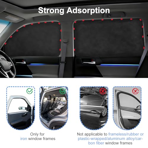 XCBYT Suede Car Window Shades for Side Windows, 4-Pack Ultra-Soft Magnetic Car Curtains, 100% Light Blocking Window Covers for Privacy, Baby Care, Camping & Road Trips - Image 4
