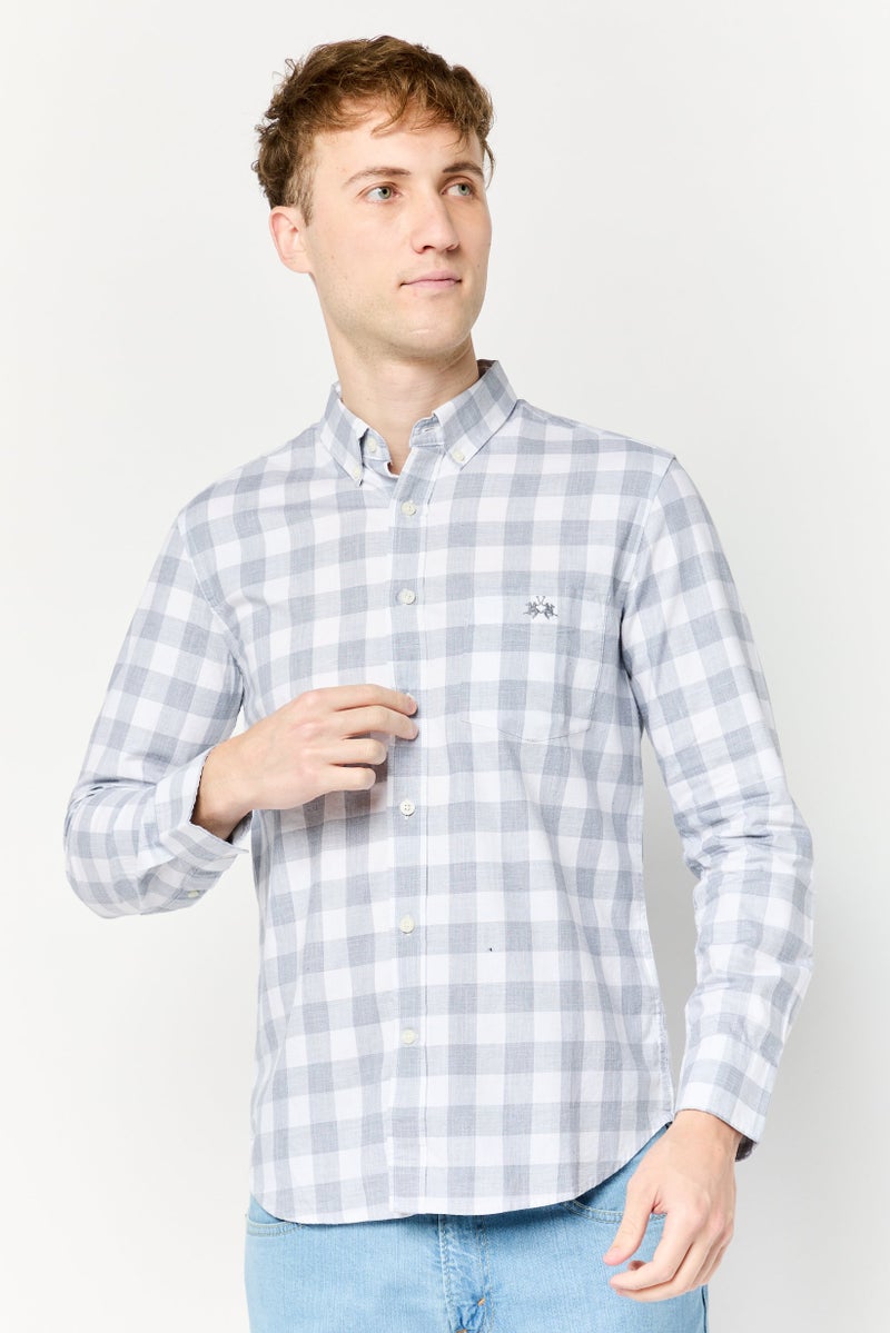 La Martina Men Tailored Fit Checkered Long Sleeves Casual Shirt, Multicolor  - Image 1