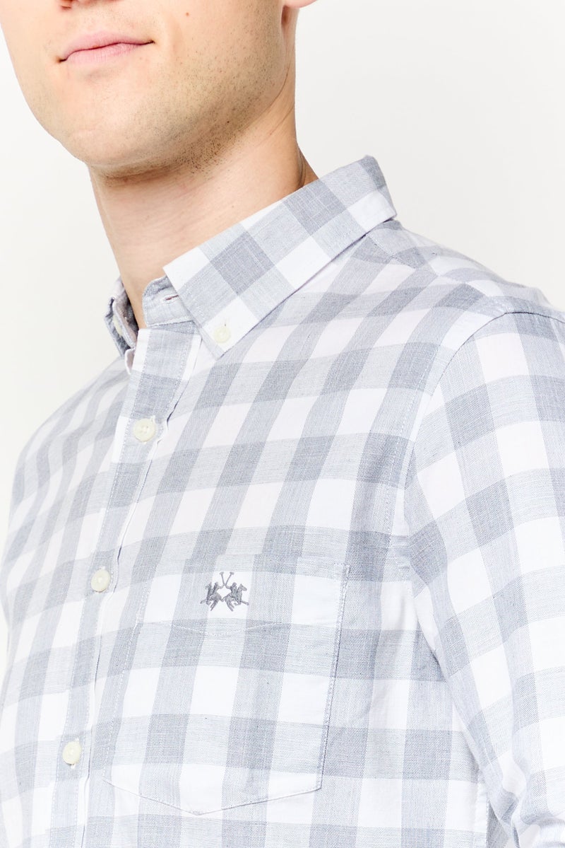 La Martina Men Tailored Fit Checkered Long Sleeves Casual Shirt, Multicolor  - Image 3