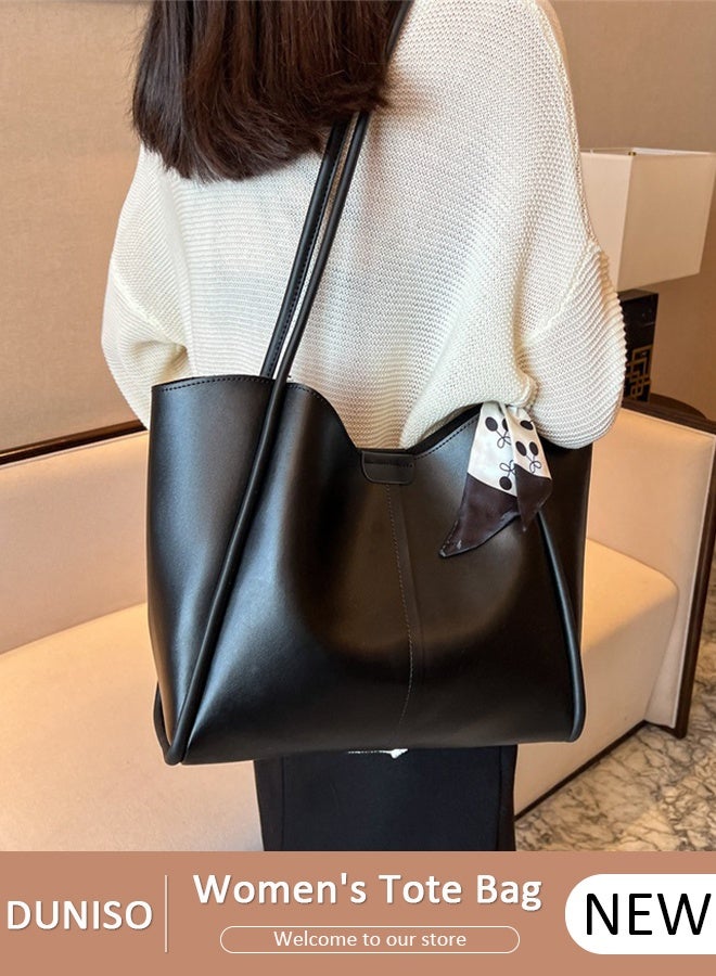 DUNISO Women's Shoulder Tote Bag Faux Leather Handbag For Women Large Capacity Bucket Bag Fashionable Travel Messenger Shoulder Bag for Ladies Girls College Students - Image 1