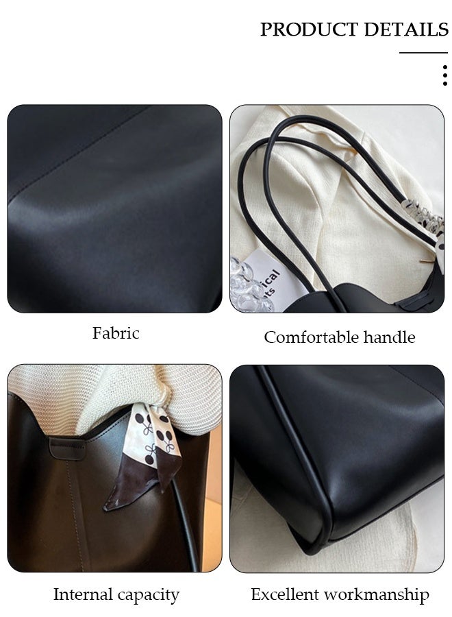 DUNISO Women's Shoulder Tote Bag Faux Leather Handbag For Women Large Capacity Bucket Bag Fashionable Travel Messenger Shoulder Bag for Ladies Girls College Students - Image 3