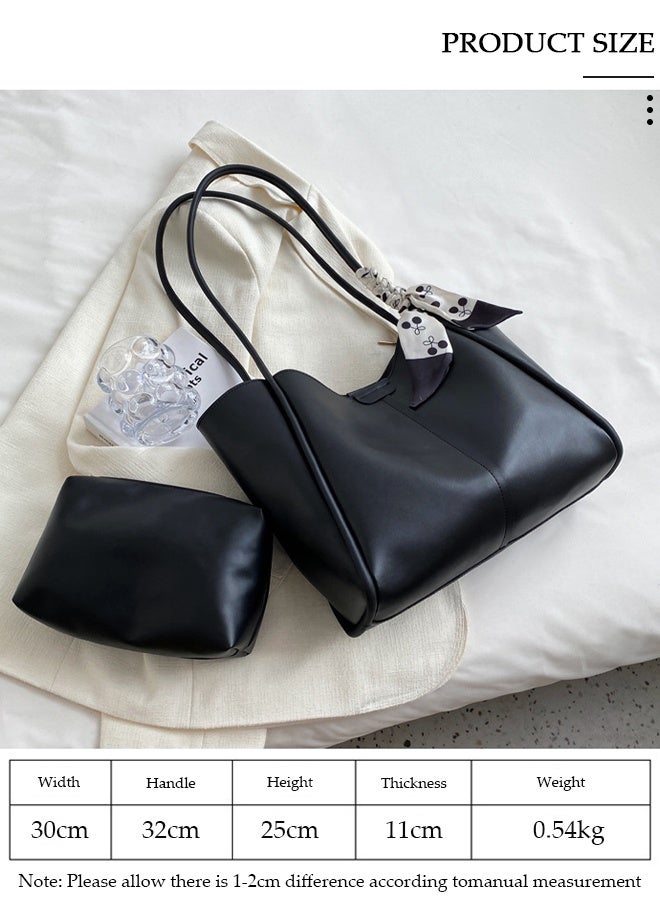 DUNISO Women's Shoulder Tote Bag Faux Leather Handbag For Women Large Capacity Bucket Bag Fashionable Travel Messenger Shoulder Bag for Ladies Girls College Students - Image 2