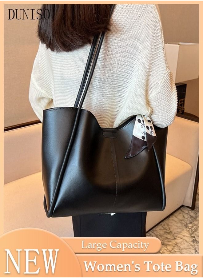 DUNISO - Women's Shoulder Tote Bag Faux Leather Handbag For Women Large Capacity Bucket Bag Fashionable Travel Messenger Shoulder Bag for Ladies Girls College Students - Image 1