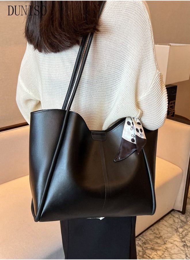 DUNISO - Women's Shoulder Tote Bag Faux Leather Handbag For Women Large Capacity Bucket Bag Fashionable Travel Messenger Shoulder Bag for Ladies Girls College Students - Image 1