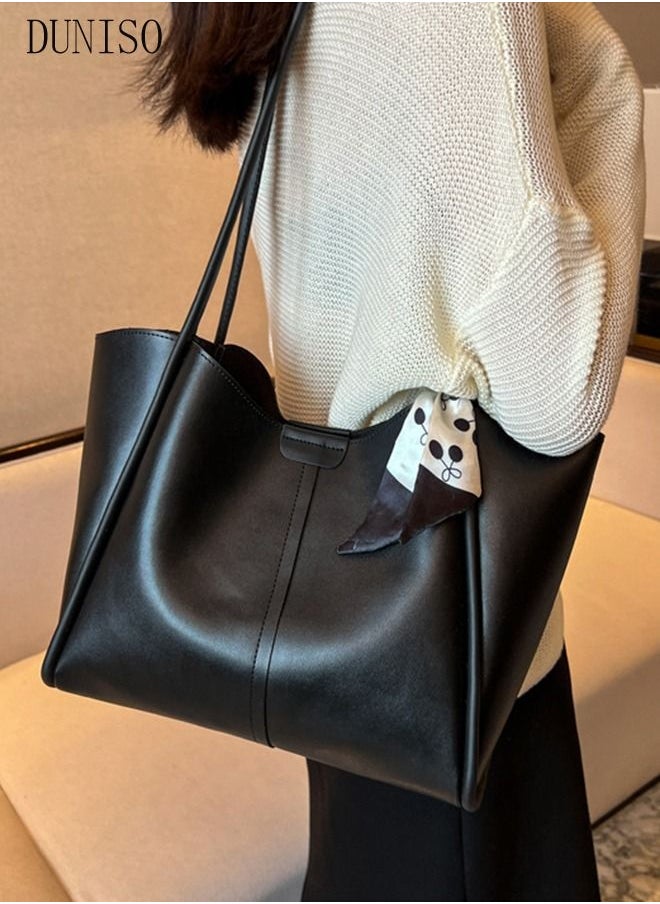 DUNISO - Women's Shoulder Tote Bag Faux Leather Handbag For Women Large Capacity Bucket Bag Fashionable Travel Messenger Shoulder Bag for Ladies Girls College Students - Image 1