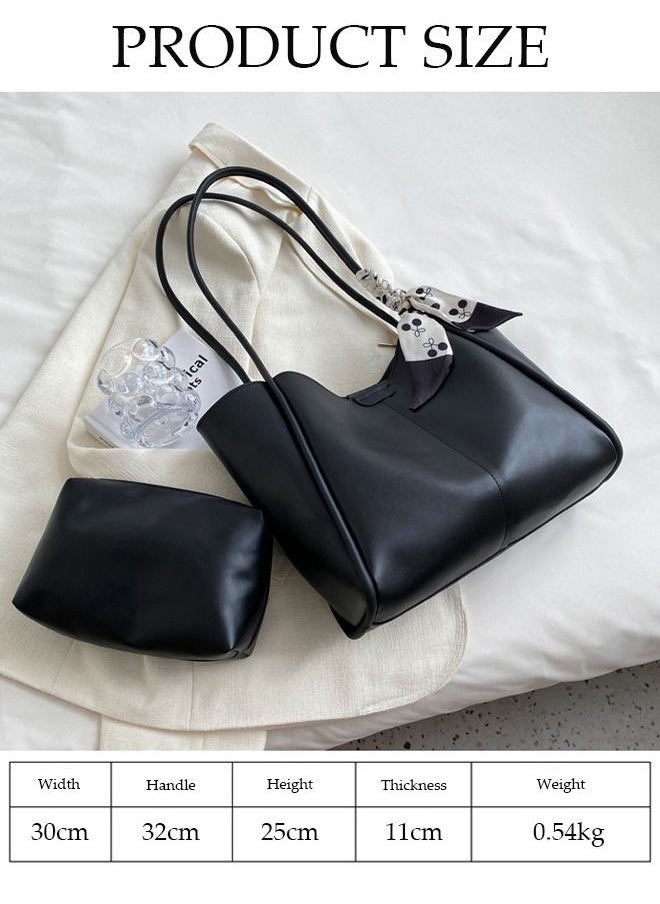 DUNISO - Women's Shoulder Tote Bag Faux Leather Handbag For Women Large Capacity Bucket Bag Fashionable Travel Messenger Shoulder Bag for Ladies Girls College Students - Image 1