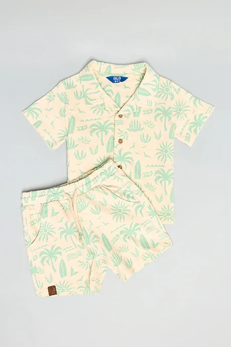 R&B Printed Shirt & Shorts Set