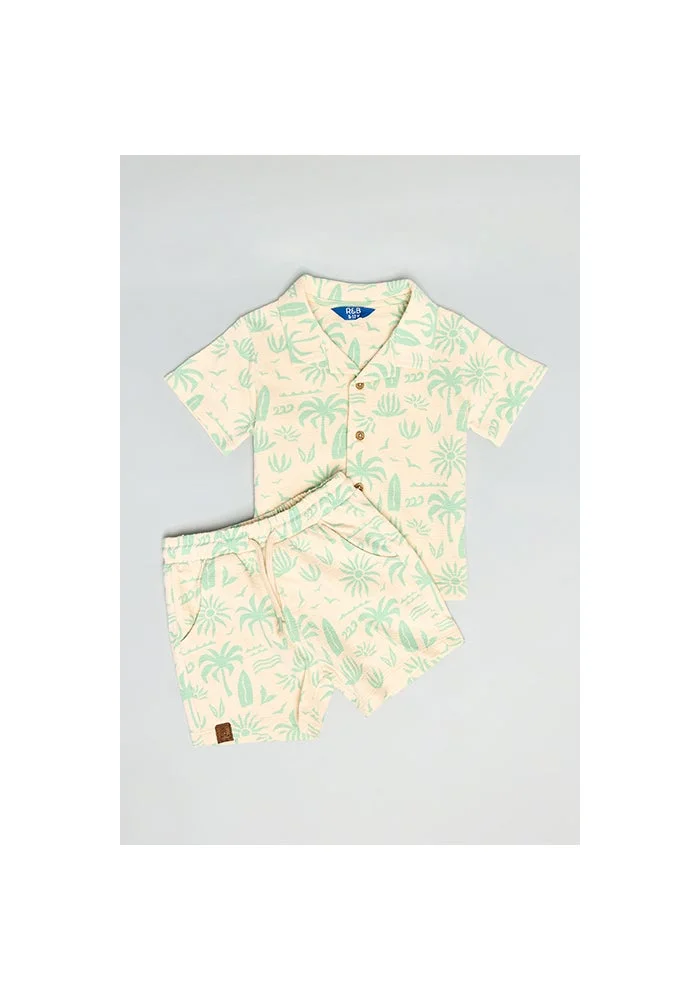أر أند بي Printed Shirt & Shorts Set