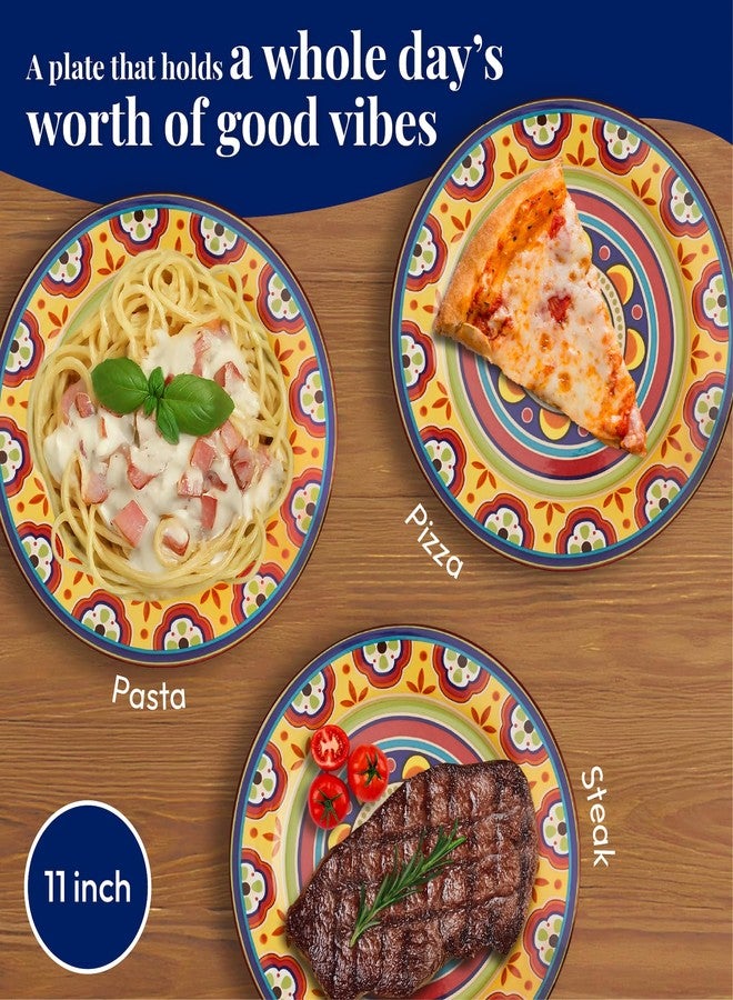 Bico Tunisian Dinner Plates Set of 4, 11 Inch Large Ceramic Plates for Pasta, Steak, Stylish Serving Dishes, Microwave and Dishwasher Safe, Gift for Housewarming and Thanksgiving - Image 3