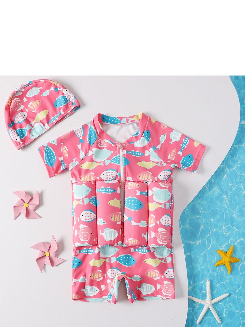 Y&D Kids Baby One-Piece Floatation Swimsuit Float Suit with Adjustable Buoyancy Bathing Cartoon Short Sleeve Swimwear Jumpsuit - Image 1