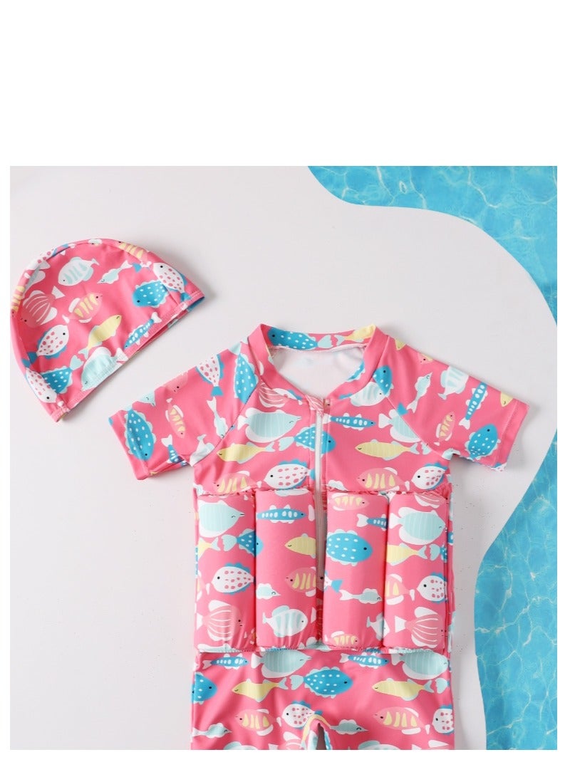 Y&D Kids Baby One-Piece Floatation Swimsuit Float Suit with Adjustable Buoyancy Bathing Cartoon Short Sleeve Swimwear Jumpsuit - Image 2