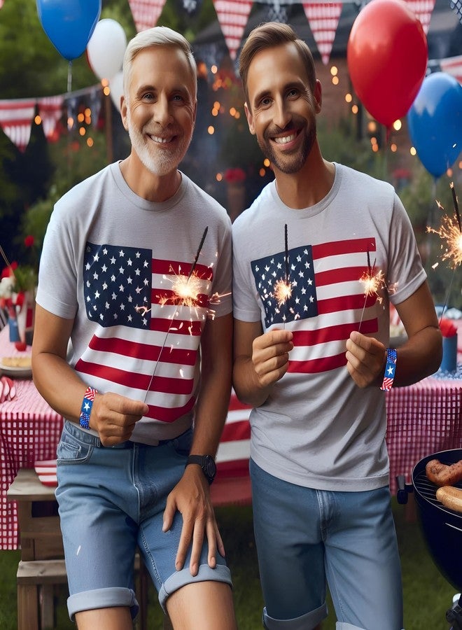 SKYFUN American Flag Bracelet for Men Women Stretch Polyester 4th of July Wristbands USA Red White and Blue Patriotic Bangle Bracelets for Independence Memorial Day Parade Outfits Accessories, 1PC - Image 4