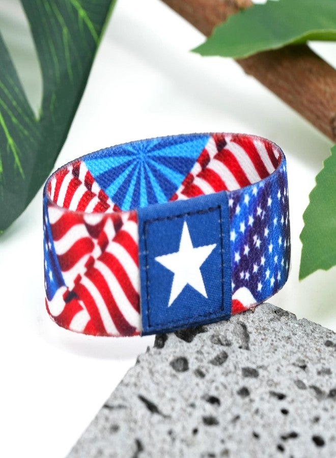 SKYFUN American Flag Bracelet for Men Women Stretch Polyester 4th of July Wristbands USA Red White and Blue Patriotic Bangle Bracelets for Independence Memorial Day Parade Outfits Accessories, 1PC - Image 5