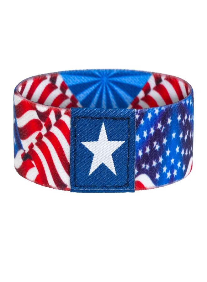 SKYFUN American Flag Bracelet for Men Women Stretch Polyester 4th of July Wristbands USA Red White and Blue Patriotic Bangle Bracelets for Independence Memorial Day Parade Outfits Accessories, 1PC - Image 1