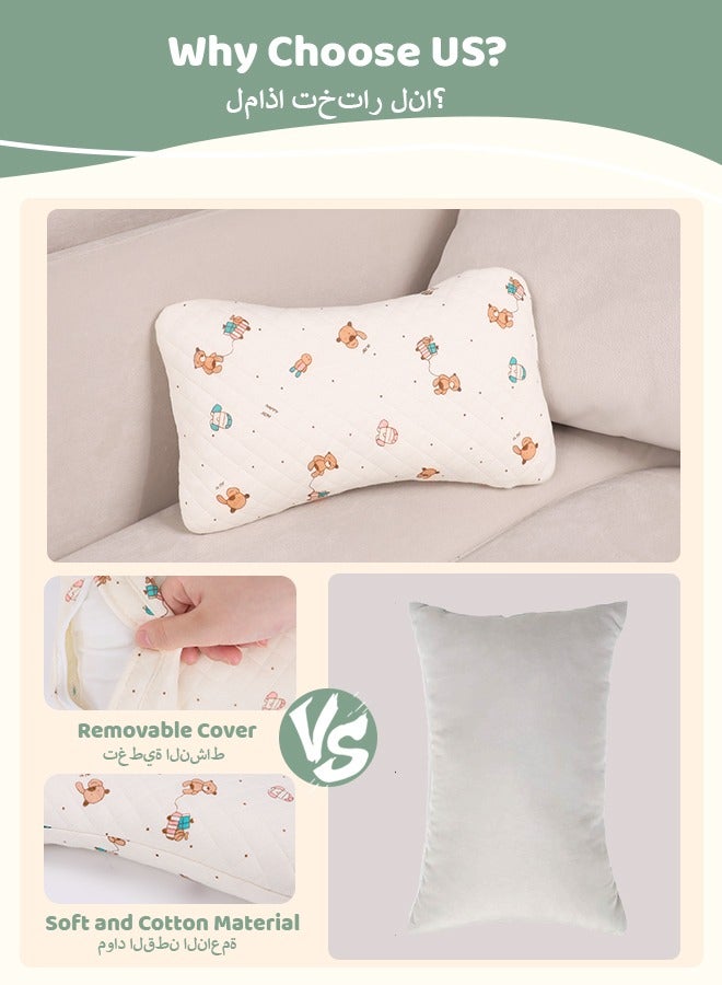vocheer Small Pillows for Sleeping, Neck Pillow & Lumbar Support, Travel Pillow for Airplane, Car, Office & Home - Soft & Washable Mini Pillow for Side Sleepers, White-1PC - Image 3