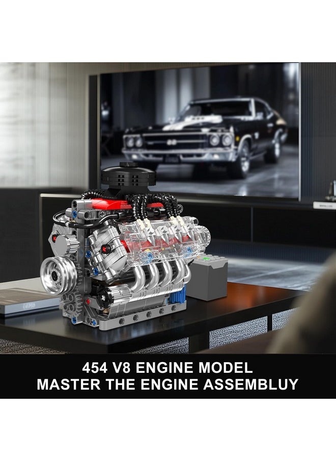 mould king Mould King 10171 V8 Engine Model Kit - 487 Pcs to Build Your Own Mini Engine That Works - DIY STEM Project for Kids/Teens, Hobby Building Blocks Kit for Adults  - Image 2
