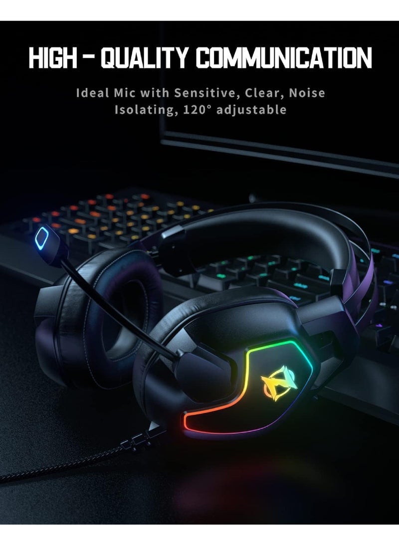 Captaintech Headset for Xbox One Series X/S PS4 PS5 PC Switch Noise Canceling Headphones with Microphone 3.5mm Audio Jack Auto-Adjust Headband - Image 5