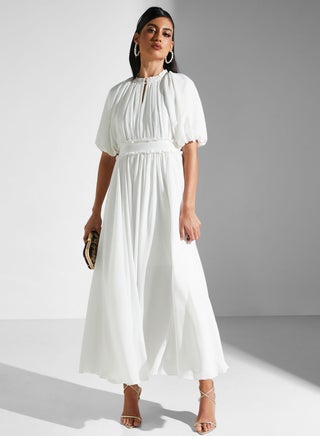 White Chiffon Maxi Dress