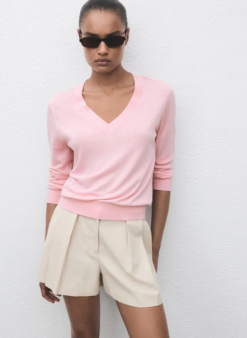 MANGO Fine-knit V-neck sweater