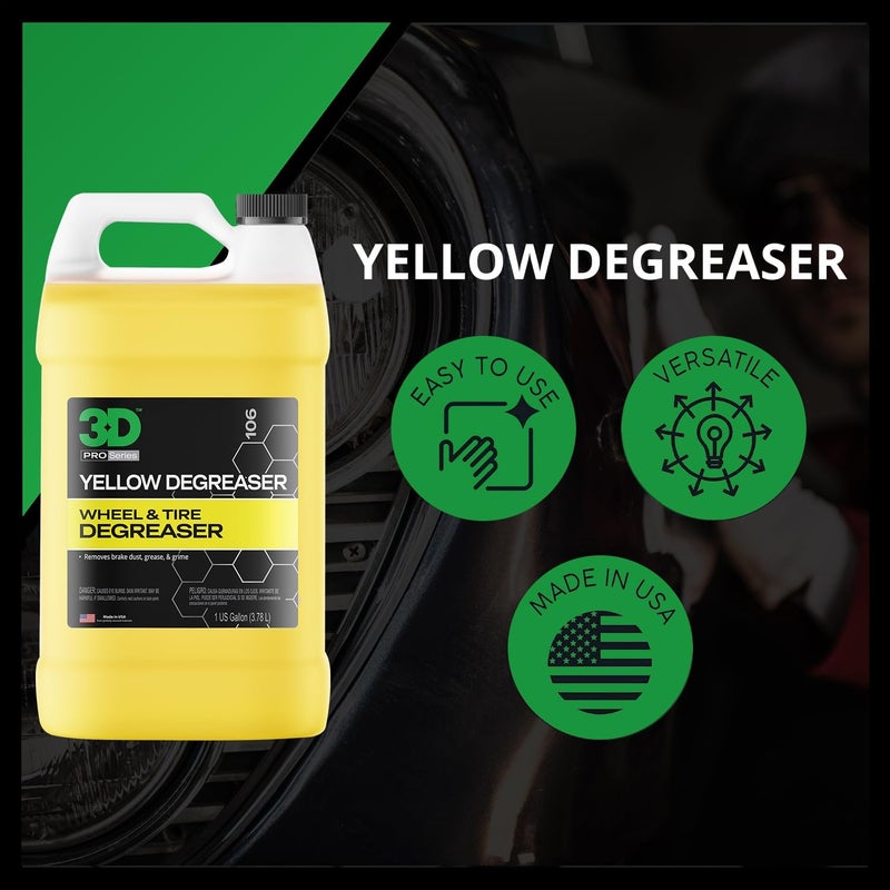 3D Yellow Degreaser – Non-Acid Wheel & Tire Cleaner Spray for Brake Dust, Grime & Tire Dressings – Safe for All Wheels & Whitewalls - 1 Gallon - Image 5