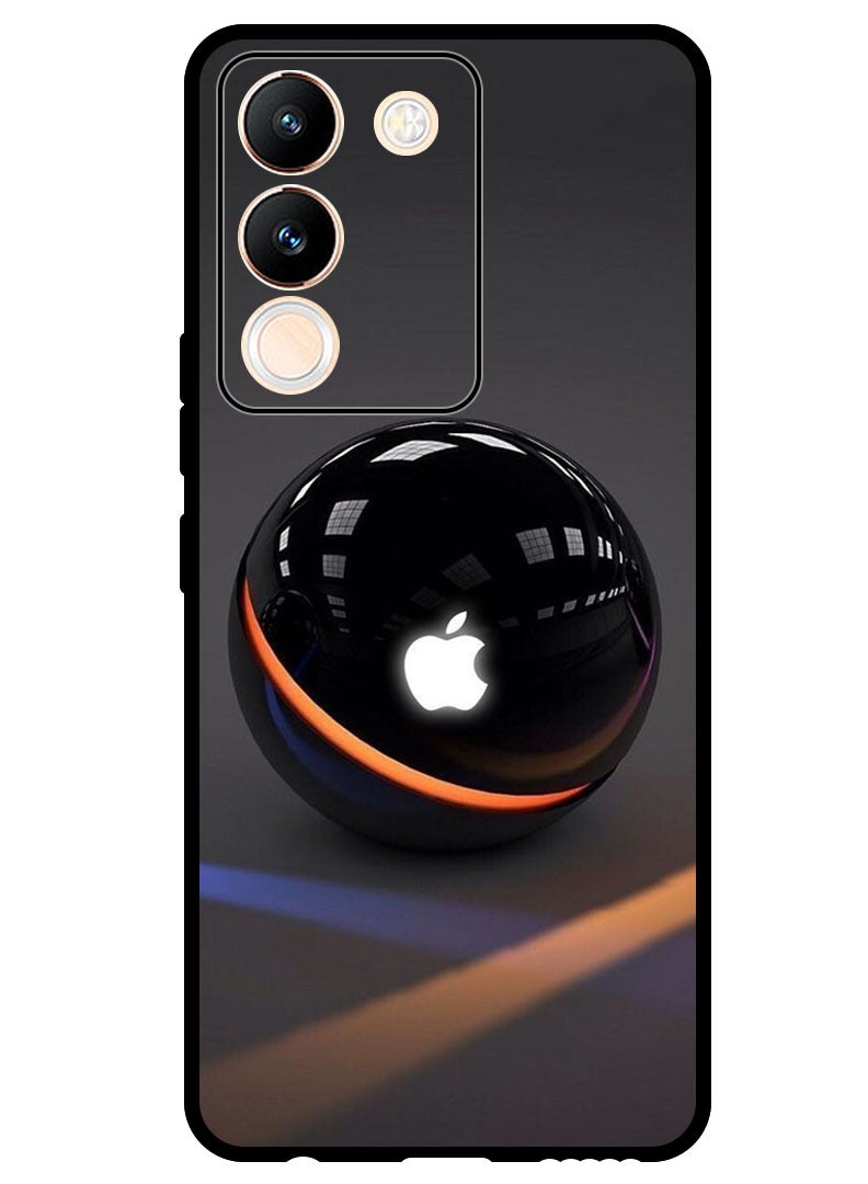 Theodor Protective Case Anti Scratch Shock Proof Bumper Cover For Vivo V29e Apple Logo on Black Ball - Image 1