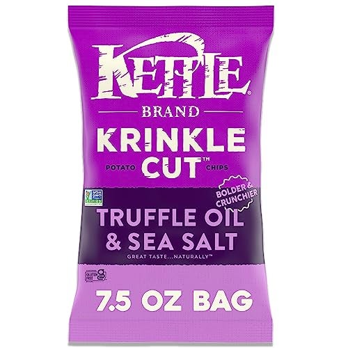 Kettle Brand Potato Chips, Krinkle Cut, Truffle Oil & Sea Salt Kettle Chips, 7.5 Oz - Image 1