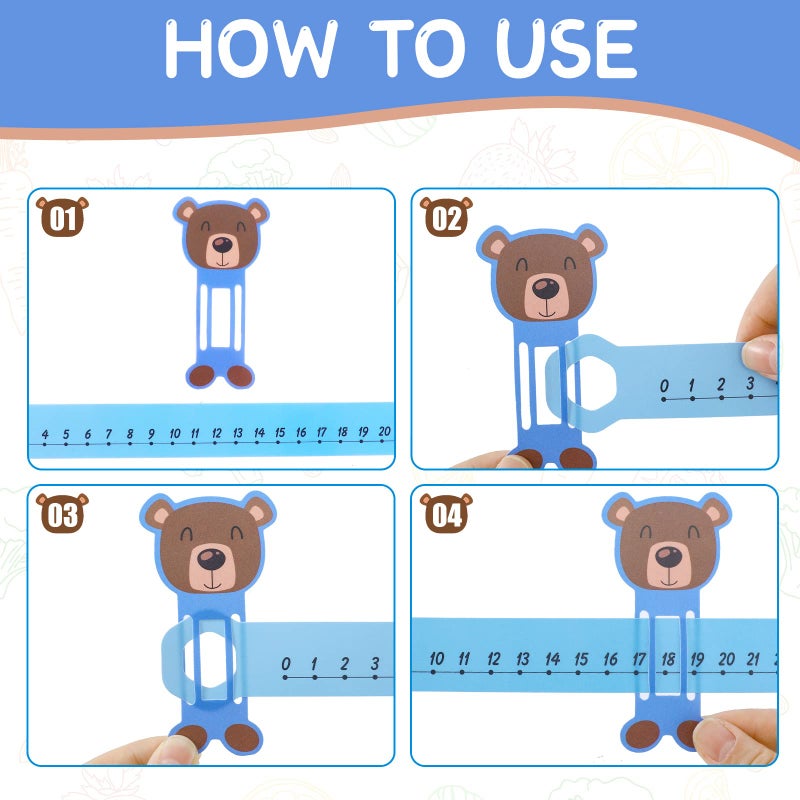 Eersida 24 Pcs Slide and Learn Number Lines 0 to 30 PVC Math Number Line for Student Animal Positive Integers Slide Rules Childhood Education Materials for School,16.5 x 1.5 Inch(Bright Colors) - Image 3
