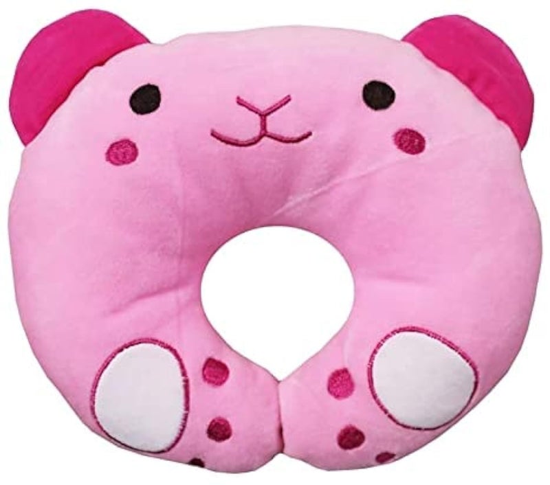 PRINDA New Born Baby Soft Neck Supporting Velvet Pillow (0-18 Month) Royal Doggy (Pink) - Image 1