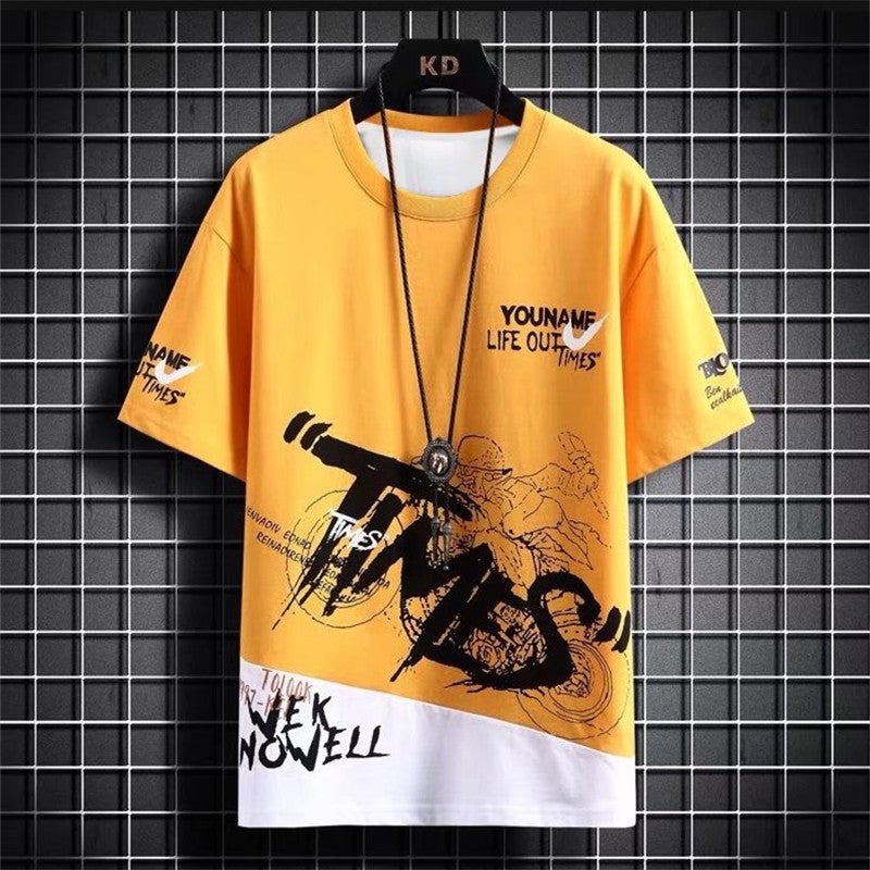 Men'S Short-Sleeved T-Shirt Men'S Summer Round Neck Half-Sleeved Men'S T-Shirt Large Size Trendy T-Shirt Teenagers Base Shirt Short-Sleeved - Image 2