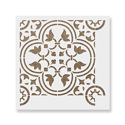 Stencil Revolution Rosario Linoleum Floor Tile Stencils - Kitchen, Fireplace Stencils - Image 1
