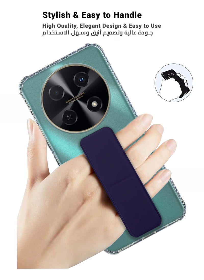 ماركة غير محددة جراب شفاف مقاوم للصدمات من السيليكون لهاتف Huawei Nova 12i مع قبضة يد مغناطيسية - شفاف/أرجواني  - Image 3
