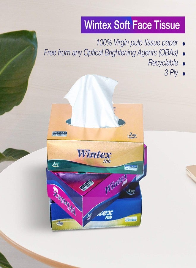 Wintex FAB 3 Ply Bext Quality Facial Tissue Box (Pack of 3 Boxes, 300 Sheets/100 Pulls per Box) - Image 3