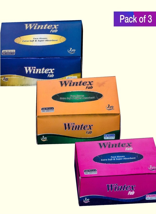 Wintex FAB 3 Ply Bext Quality Facial Tissue Box (Pack of 3 Boxes, 300 Sheets/100 Pulls per Box) - Image 2