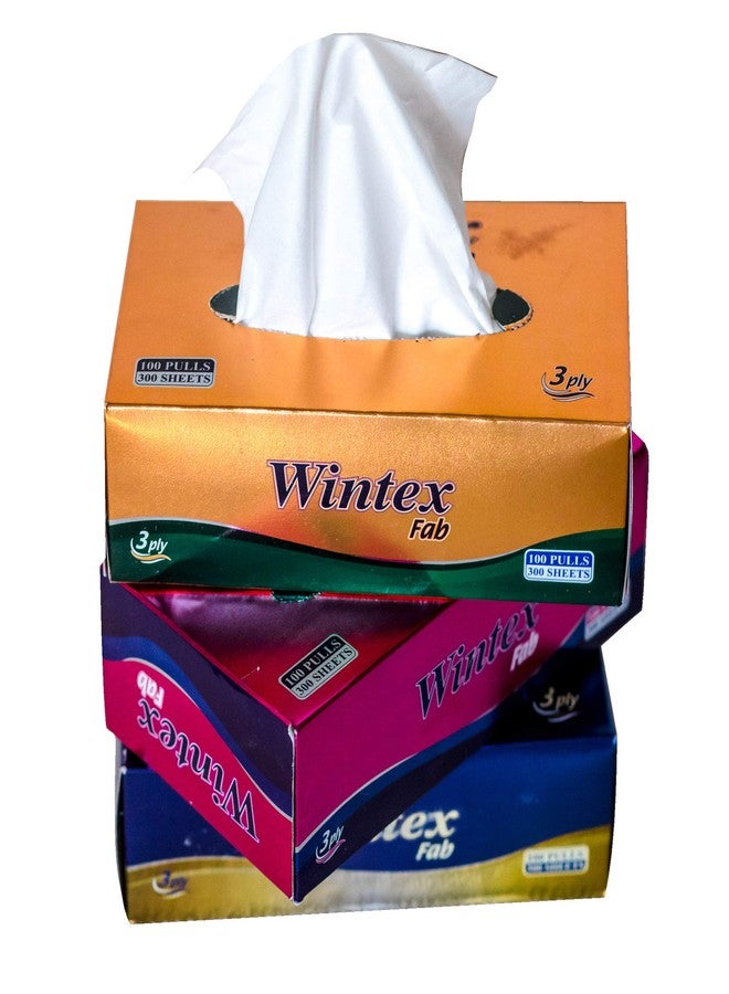 Wintex FAB 3 Ply Bext Quality Facial Tissue Box (Pack of 3 Boxes, 300 Sheets/100 Pulls per Box) - Image 1